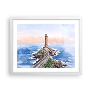 Plakat i hvid ramme - Med front mod havet - 50x40 cm