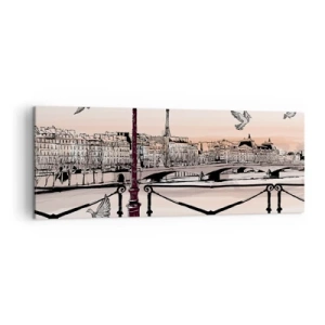 Lærredstryk - Billede på lærred - Over Paris' hustage - 140x50 cm