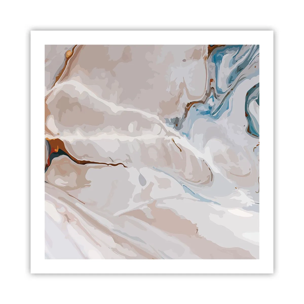 Plakat - Blå slynger sig under det hvide - 60x60 cm