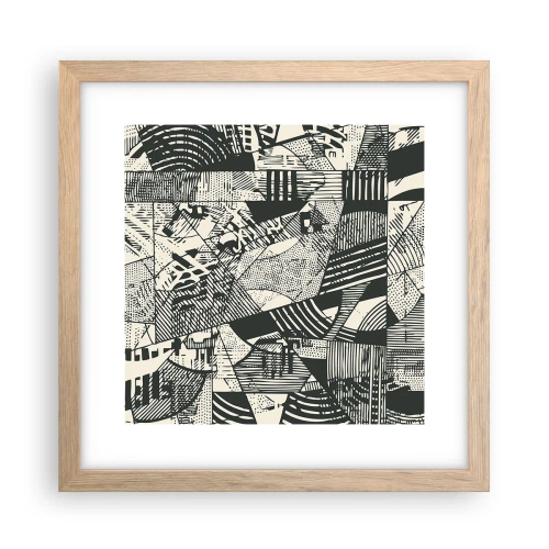 Plakat i ramme af lyst egetræ - Nutidens dynamik - 30x30 cm