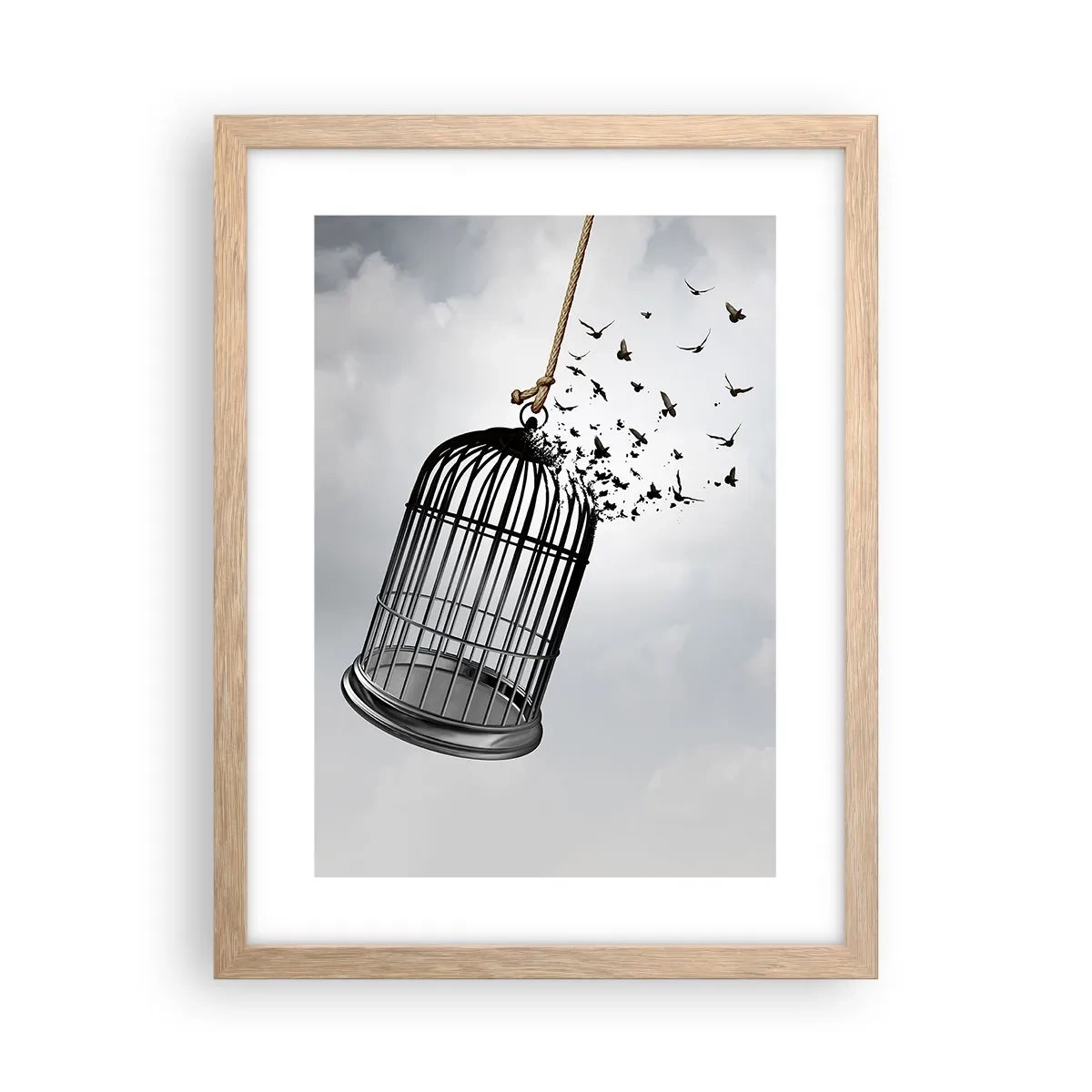 Plakat i ramme af lyst egetræ - Tro...håb...frihed! - 30x40 cm