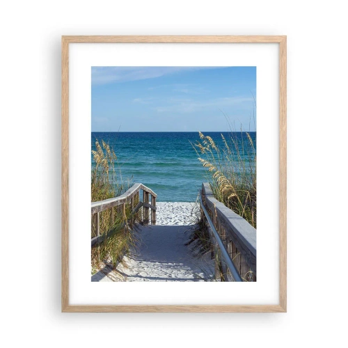 Plakat i ramme af lyst egetræ - I solen, i vinden - 40x50 cm