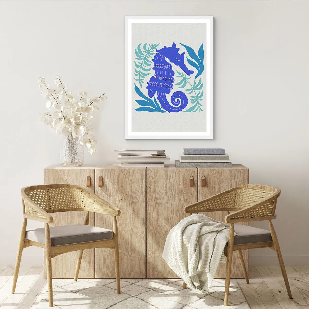 Plakat i hvid ramme - På en eng under vandet - 70x100 cm