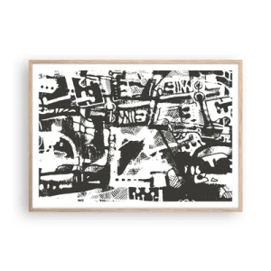 Plakat i ramme af lyst egetræ - Orden eller kaos? - 100x70 cm