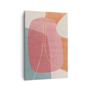 Lærredstryk - Billede på lærred - Pastelkomposition med guldtråd - 70x100 cm