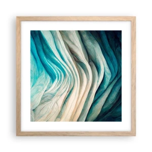 Plakat i ramme af lyst egetræ - Blå umættelighed - 40x40 cm