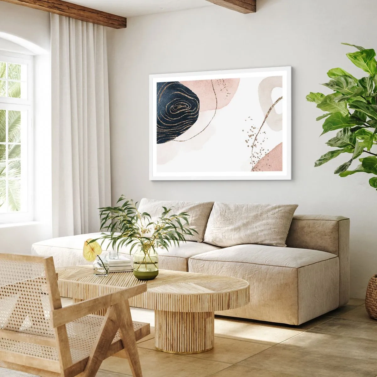 Plakat i hvid ramme - Alt flyder - 40x30 cm