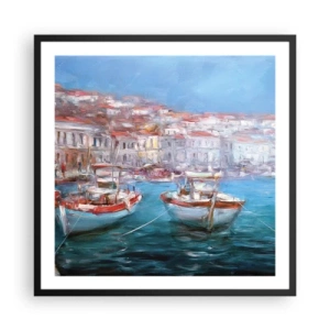 Plakat i sort ramme - Italiensk bugt - 60x60 cm