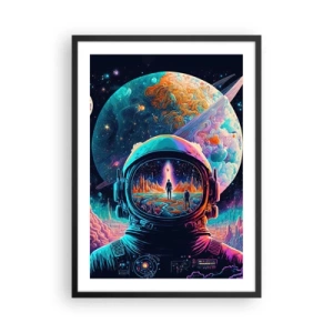 Plakat i sort ramme - Astronaut på baggrund af et kosmisk landskab - 50x70cm - Filosoffer har aldrig drømt - Moderne vægdekoration til stue og soveværelse ARTTOR
