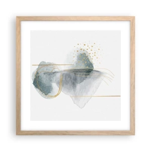 Plakat i ramme af lyst egetræ - Om forholdet mellem grå og guld - 40x40 cm