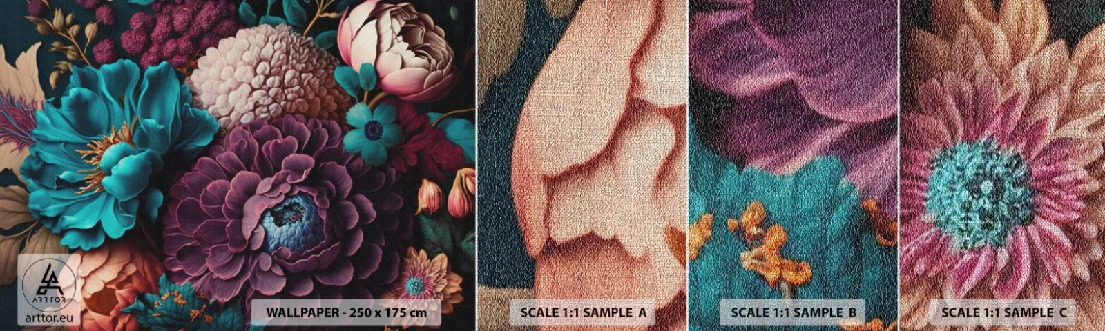 Prøve Fototapet Premium Canvas - Natur i overflod - Blomster, Botanik, Årgang - 100x30 cm