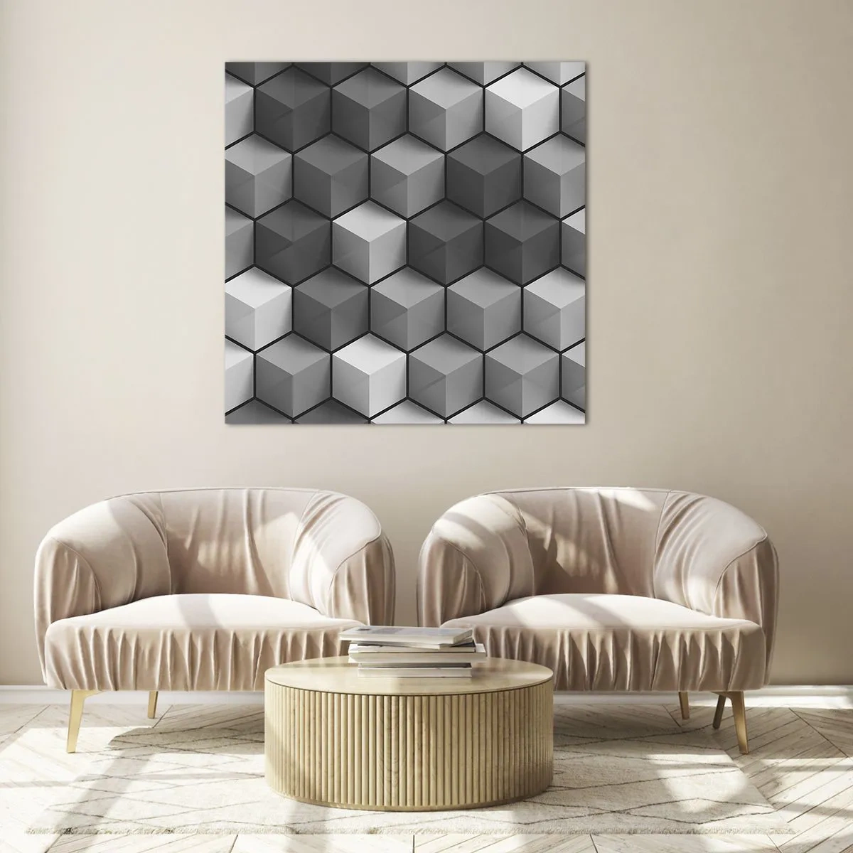 Billede på glas - Kubistisk puslespil - 70x70 cm