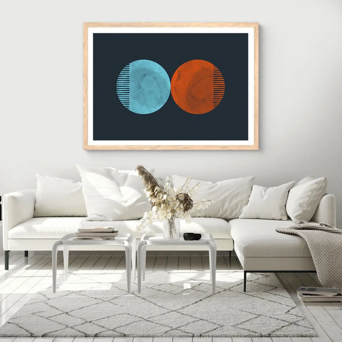 Plakat i ramme af lyst egetræ - Kun geometri? - 40x30 cm