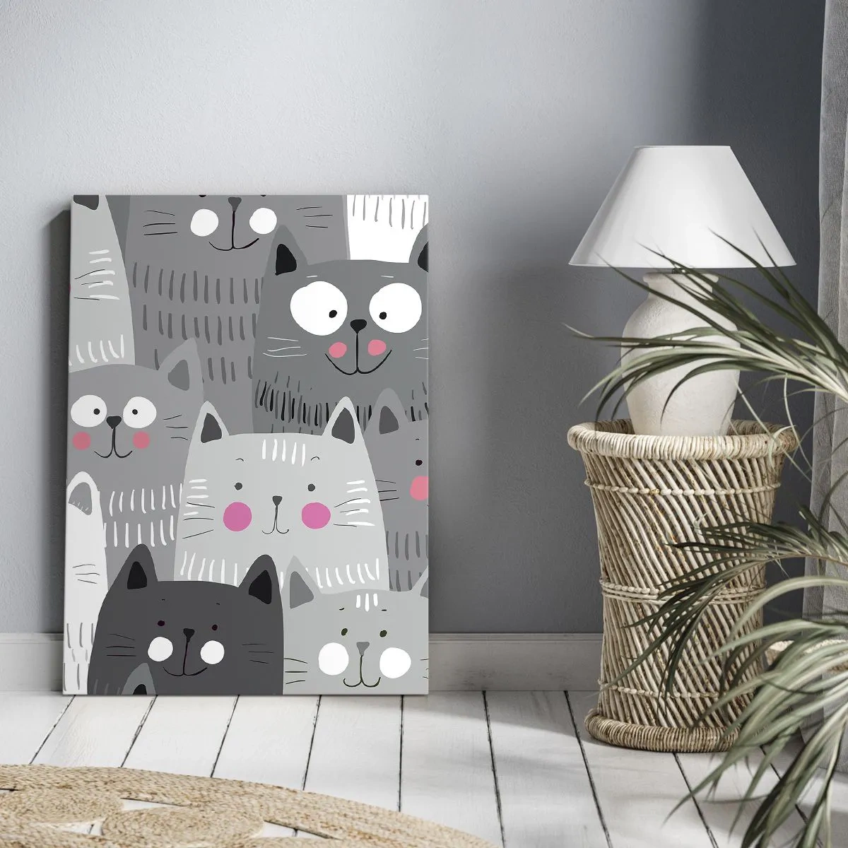 Lærredstryk - Billede på lærred - Kattens verden - 45x80 cm