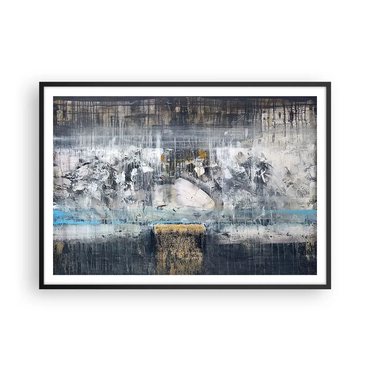 Plakat i sort ramme - Som på is, som på fortovet - 100x70 cm