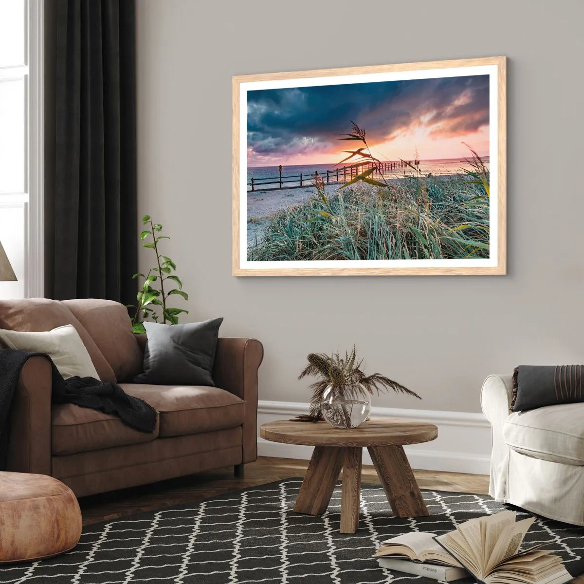 Plakat i ramme af lyst egetræ - Ikke passerer med vinden - 100x70 cm