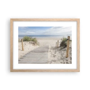 Plakat i ramme af lyst egetræ - Ud over horisonten - 40x30 cm