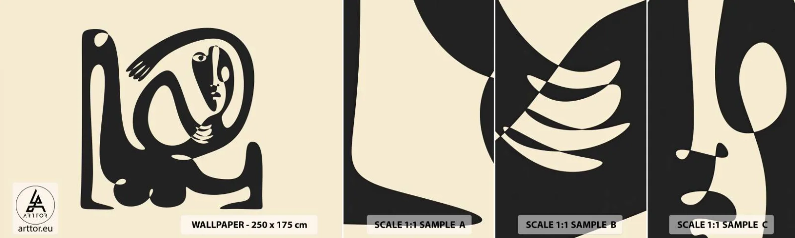 Fototapet Prøve Standard Eco - Næsten Picasso - Abstraktion, Stykke, Grafik - 100x30 cm