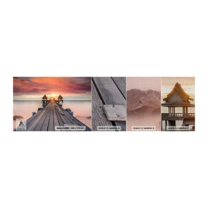 Prøve Fototapet Premium Canvas - Fra vest til øst - Landskab, Træmole, Hav - 100x30 cm
