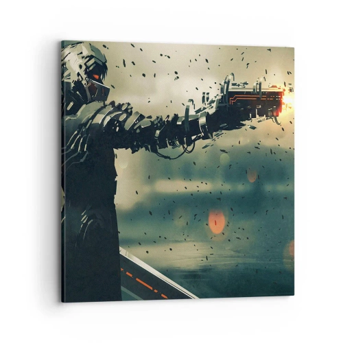 Lærredstryk - Billede på lærred - Dødeligt våben - din helt egen Terminator - 70x70 cm