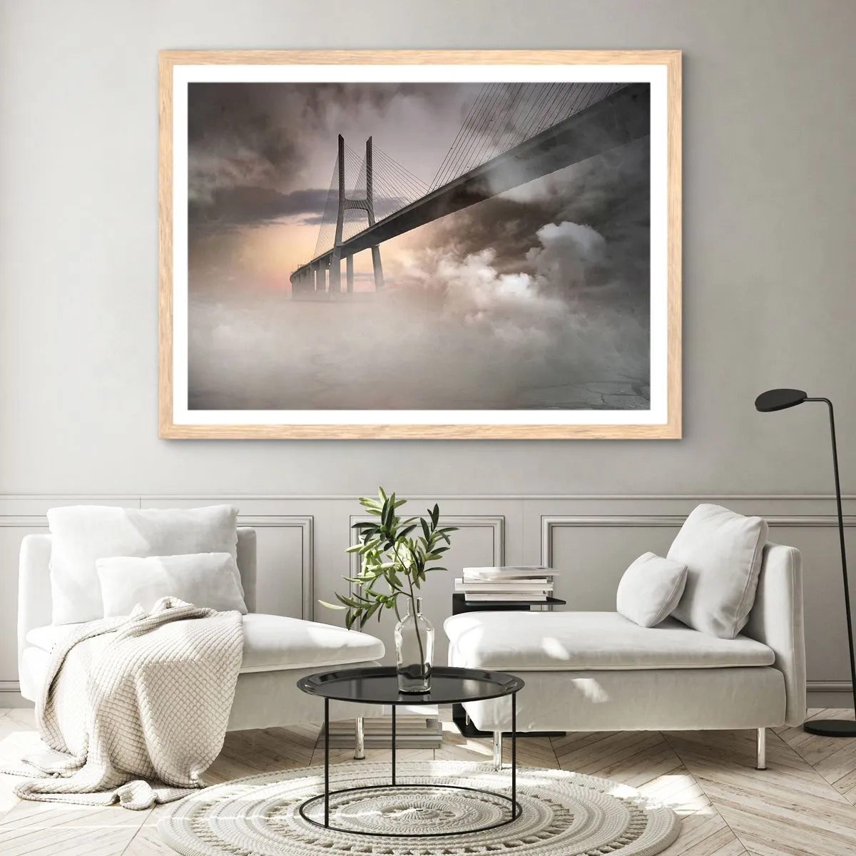 Plakat i ramme af lyst egetræ - På en flod, der ikke eksisterer - 91x61 cm