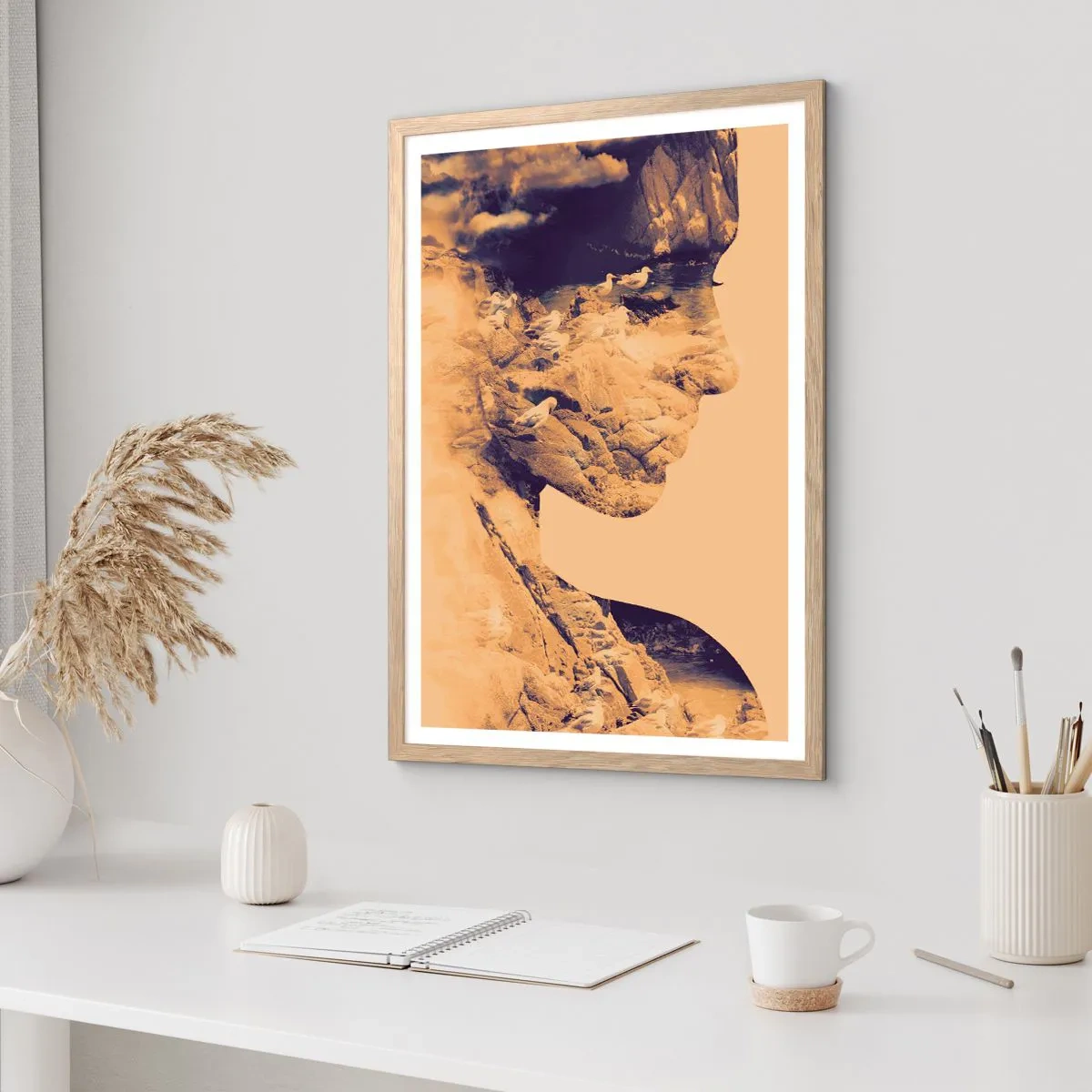 Plakat i ramme af lyst egetræ - Smuk af natur - 50x70 cm