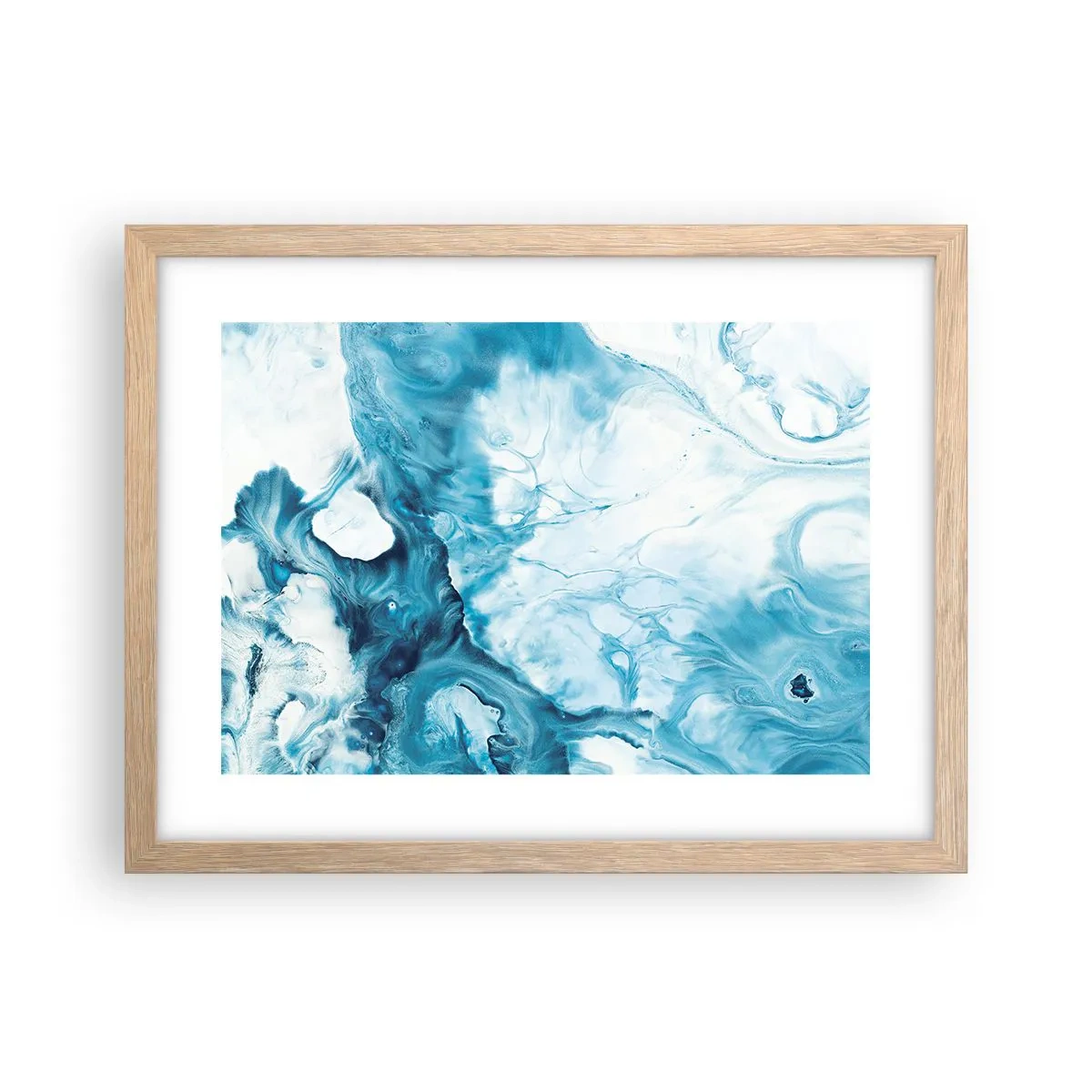 Plakat i ramme af lyst egetræ - Blå koncert - 40x30 cm