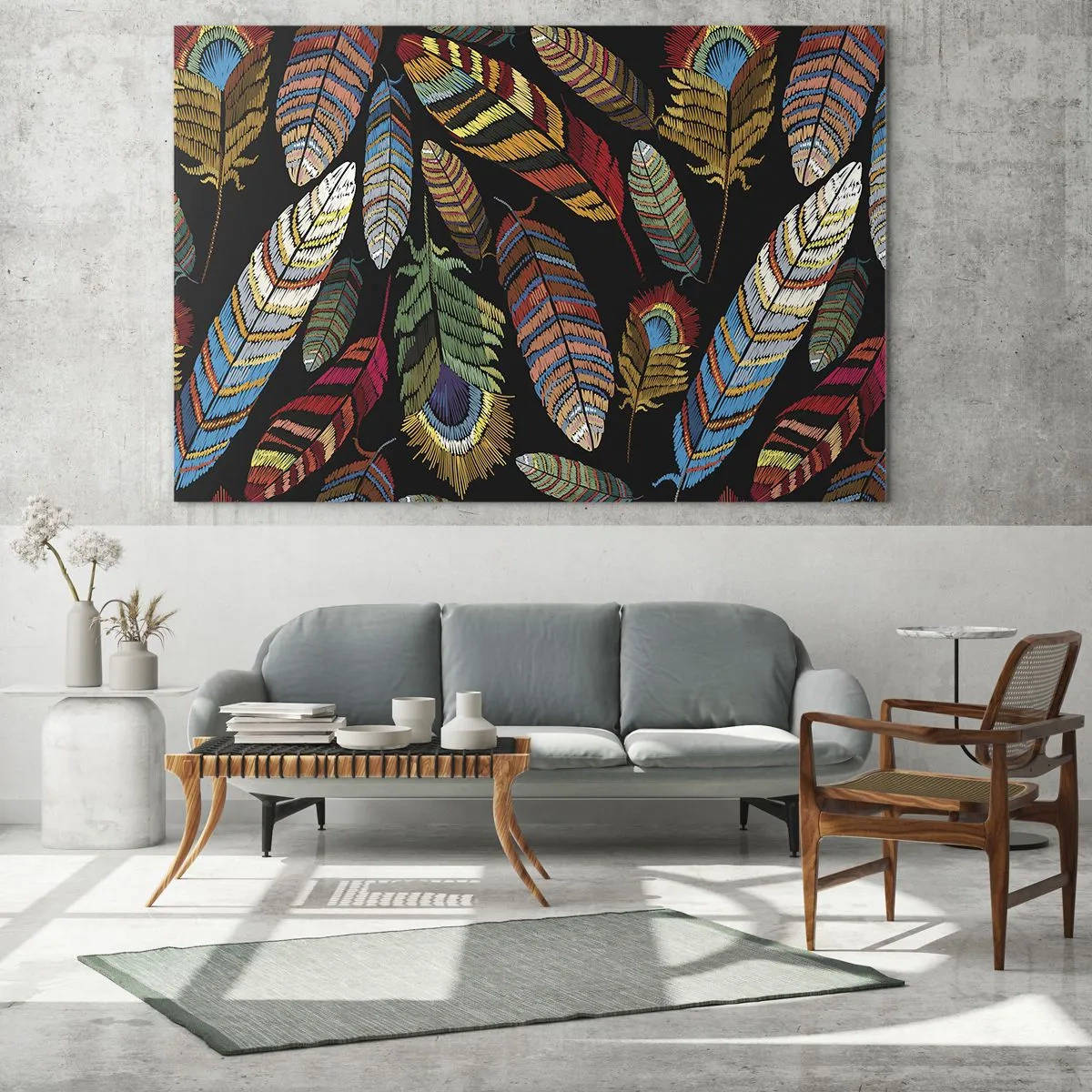 Billede på glas - Fuglekarneval - 100x70 cm