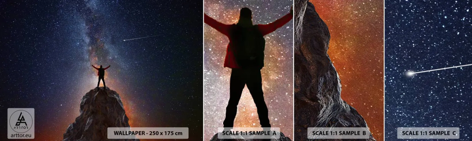 Prøve Fototapet Selvklæbende Deluxe Sticker - Magten er hos mig! - Abstraktion, Kosmos, Mand - 100x30 cm