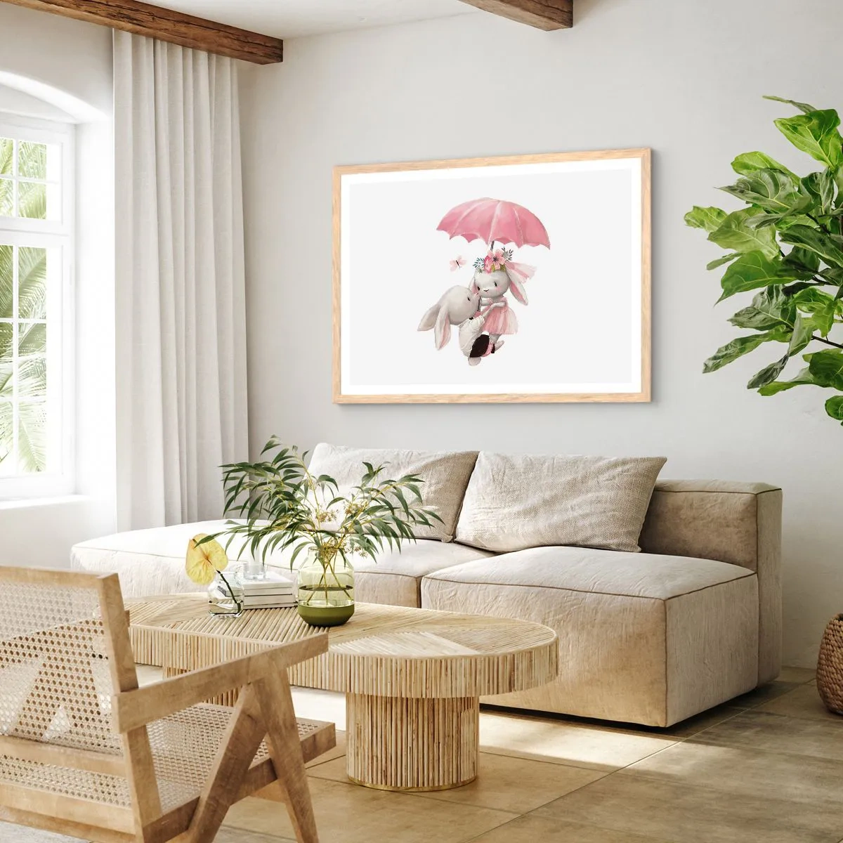 Plakat i ramme af lyst egetræ - Det er kærlighed - 50x40 cm