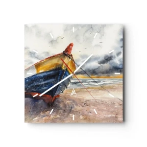 Vægur, Uret - Hvile på stranden - 30x30 cm