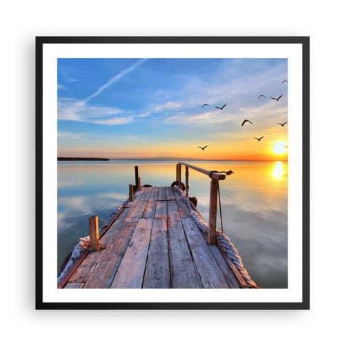 Plakat i sort ramme - Går fremad mod solen - 60x60 cm