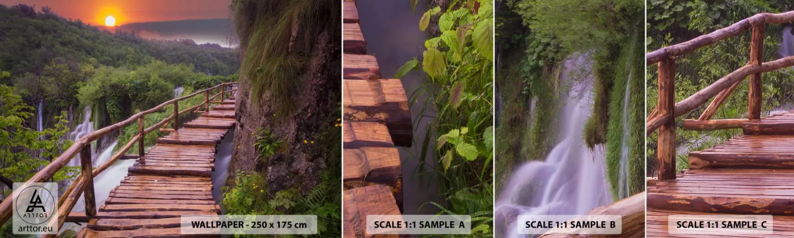 Prøve Fototapet Selvklæbende Deluxe Sticker - En utrolig skønhed - Landskab, Vandfald, Kroatien - 100x30 cm