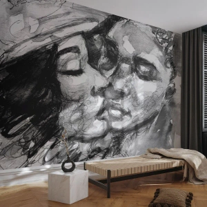 Fototapet Selvklæbende Deluxe Sticker - Et ømt øjeblik - Kys, Elsker, Elskere - 400x280 cm