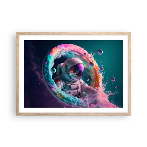 Plakat i ramme af lyst egetræ - Stjerneport - 70x50 cm