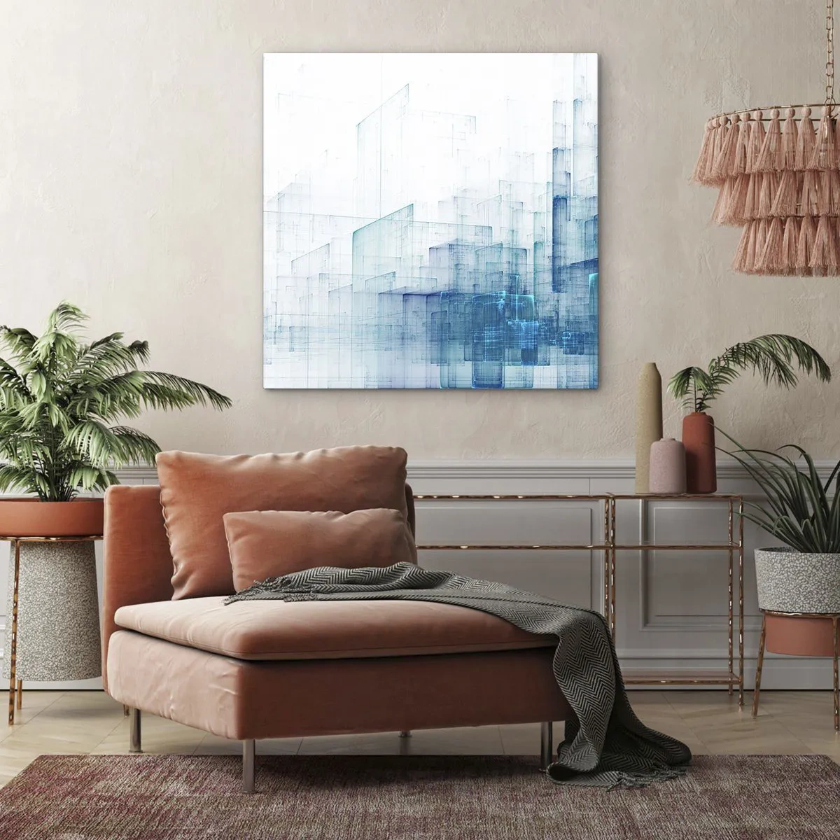 Lærredstryk - Billede på lærred - Hvordan rummet blev til - 70x70 cm