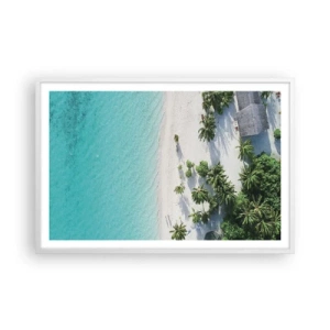 Plakat i hvid ramme - Ferie i paradis - 91x61 cm