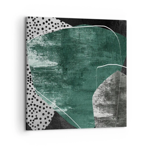 Lærredstryk - Billede på lærred - Farverig abstraktion med en guldflager - 60x60 cm