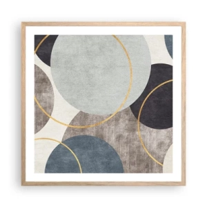 Plakat i ramme af lyst egetræ - Hjul efter hjul - 60x60 cm