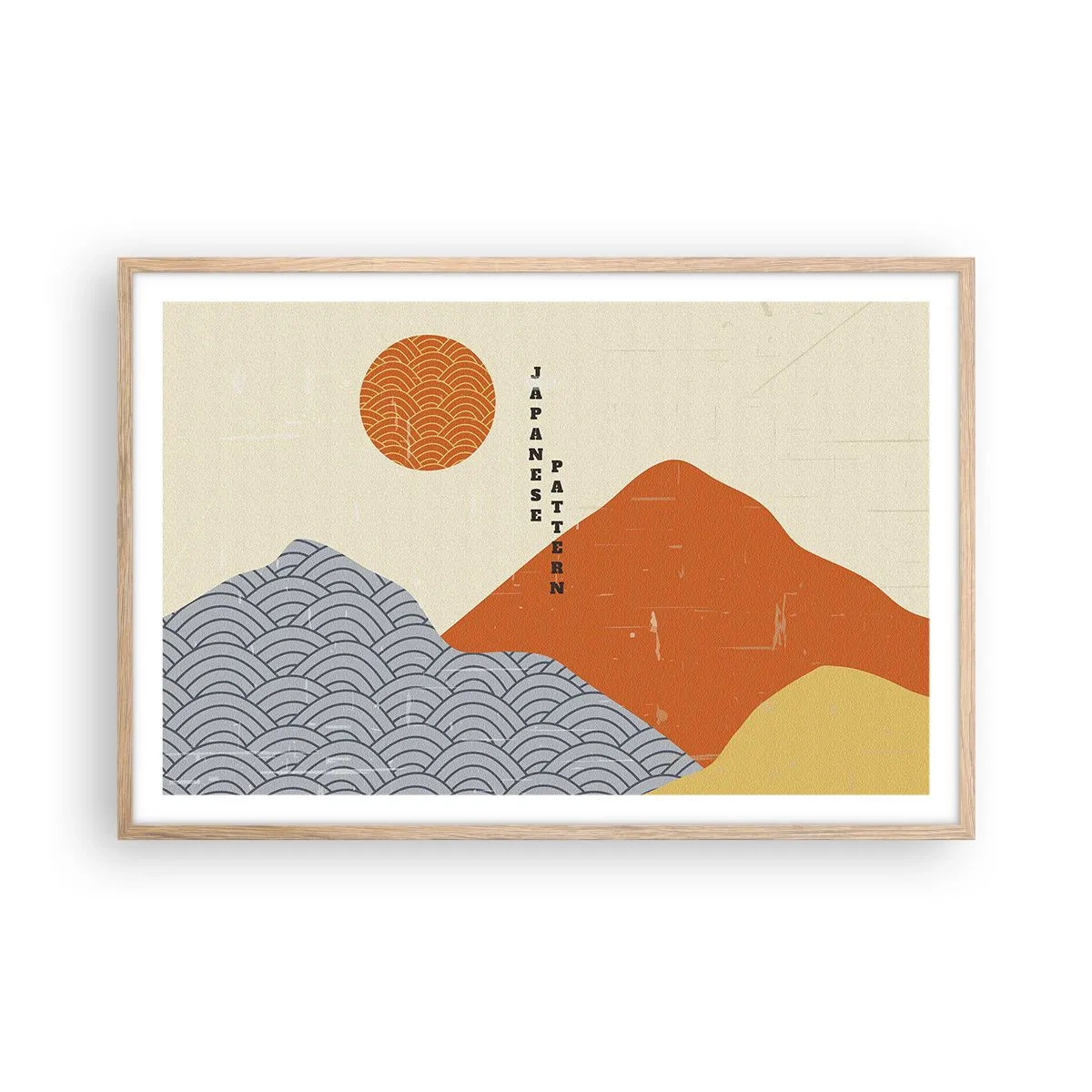 Plakat i ramme af lyst egetræ - I den japanske ånd - 91x61 cm