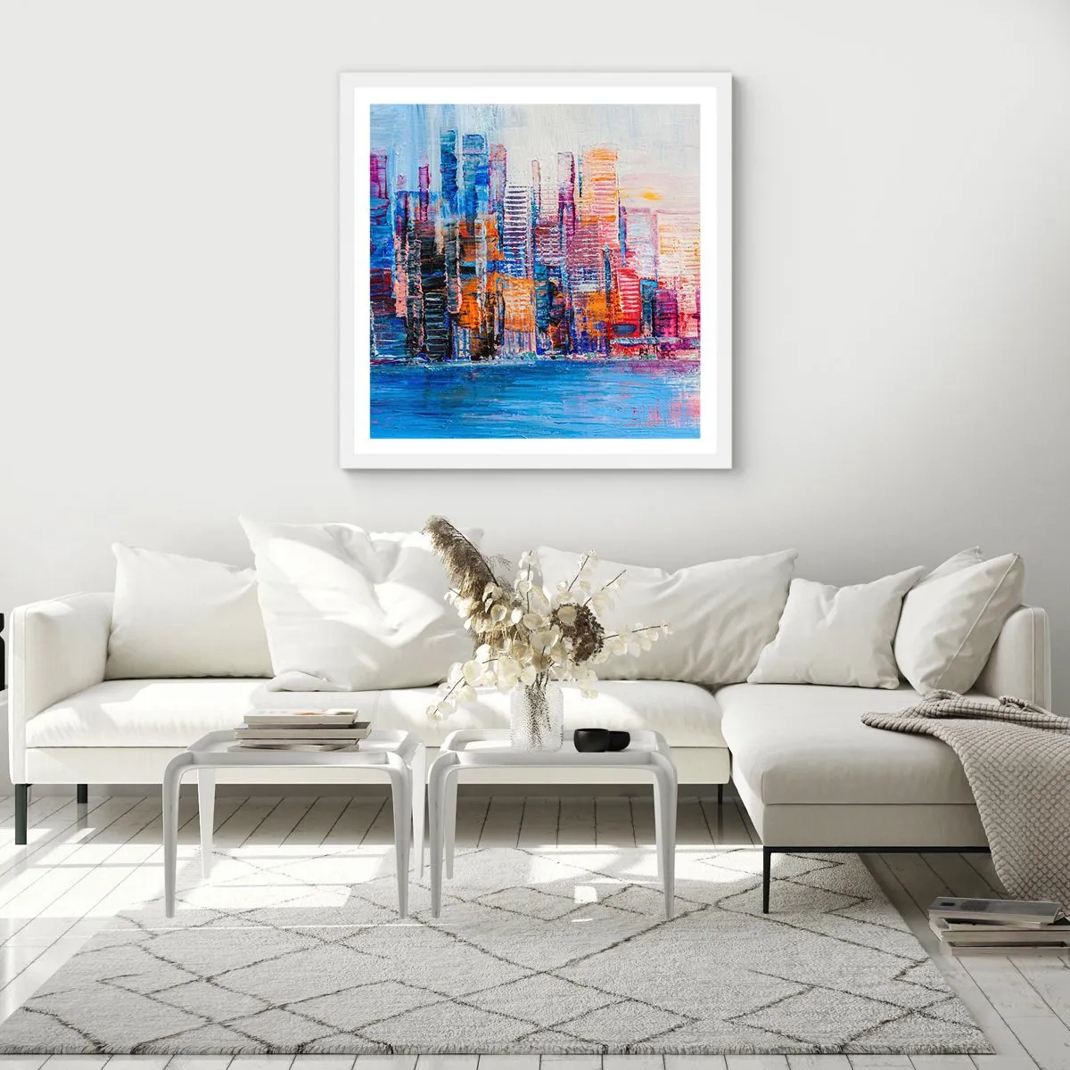Plakat i hvid ramme - En glad metropol - 60x60 cm