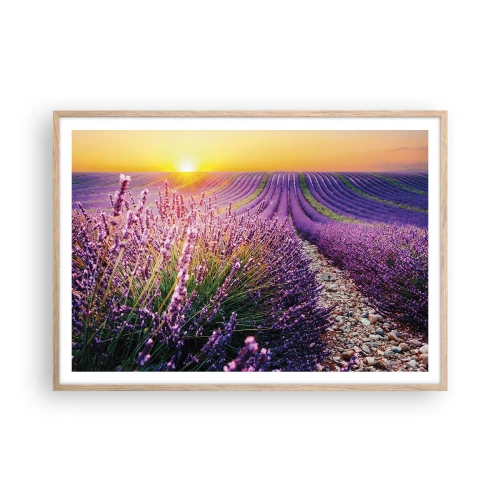 Plakat i ramme af lyst egetræ - Duftende plet - 100x70 cm