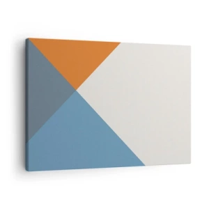 Lærredstryk - Billede på lærred - Geometriske trekanter i nuancer af blå og orange - 70x50cm - Med hensyn til ... - Moderne vægdekoration til stue og soveværelse ARTTOR