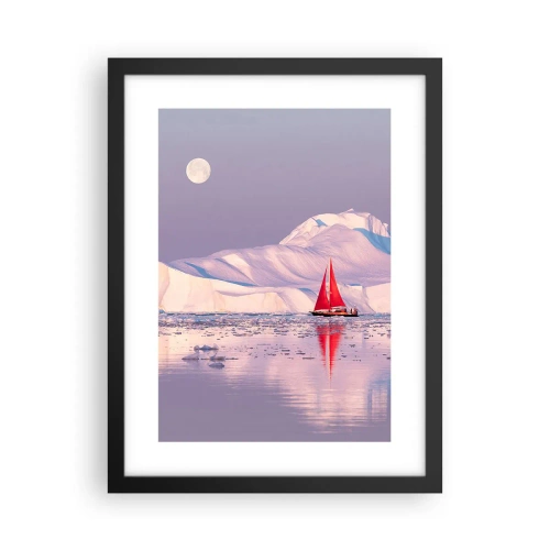 Plakat i sort ramme - Sejlets varme, isens kulde - 30x40 cm
