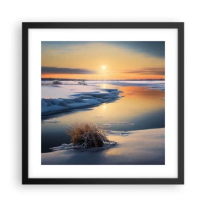 Plakat i sort ramme - Vintersolnedgang - 40x40 cm