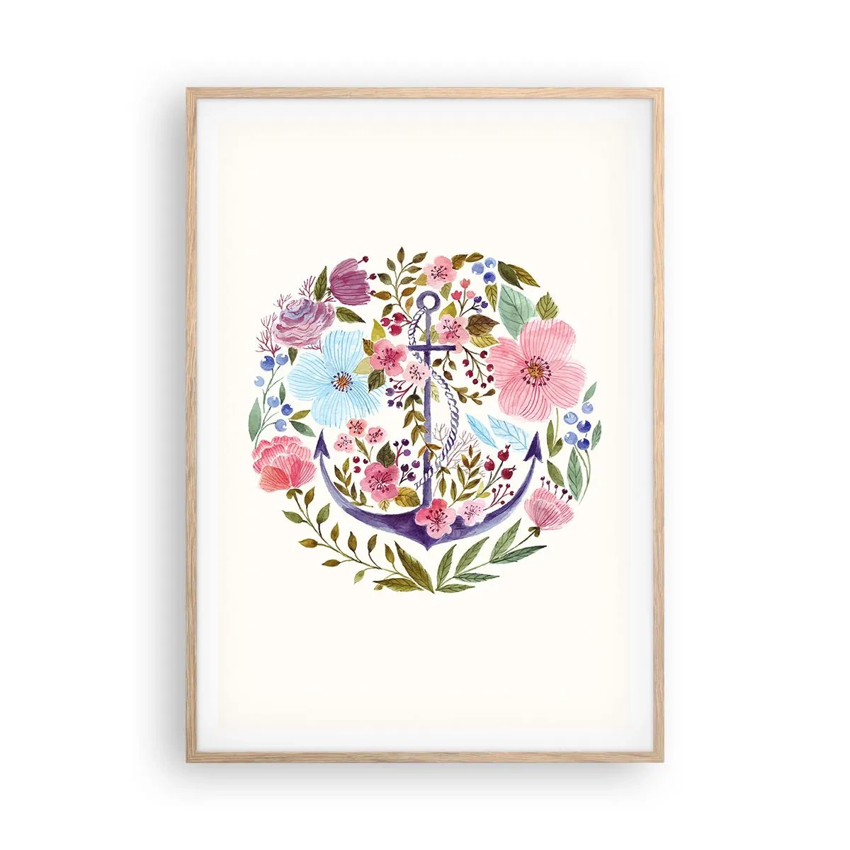 Plakat i ramme af lyst egetræ - En sømands gode nattesøvn - 70x100 cm