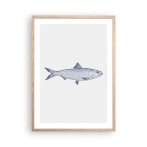 Plakat i ramme af lyst egetræ - Hilsner fra de nordlige have - 50x70 cm