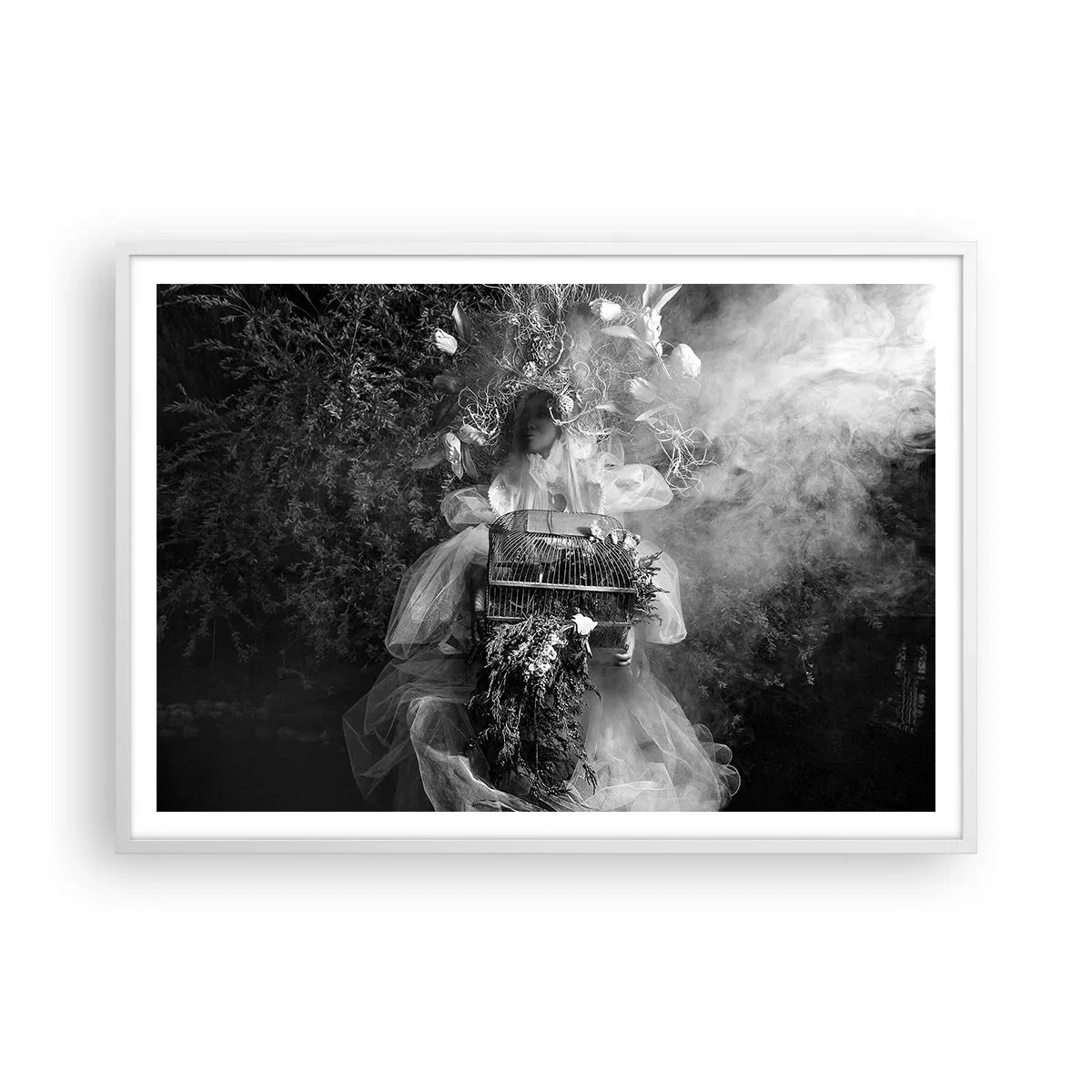 Plakat i hvid ramme - Selve Moder - Naturen - 100x70 cm
