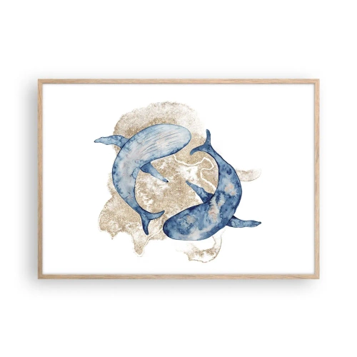 Plakat i ramme af lyst egetræ - Venskab eller kærlighed? - 100x70 cm