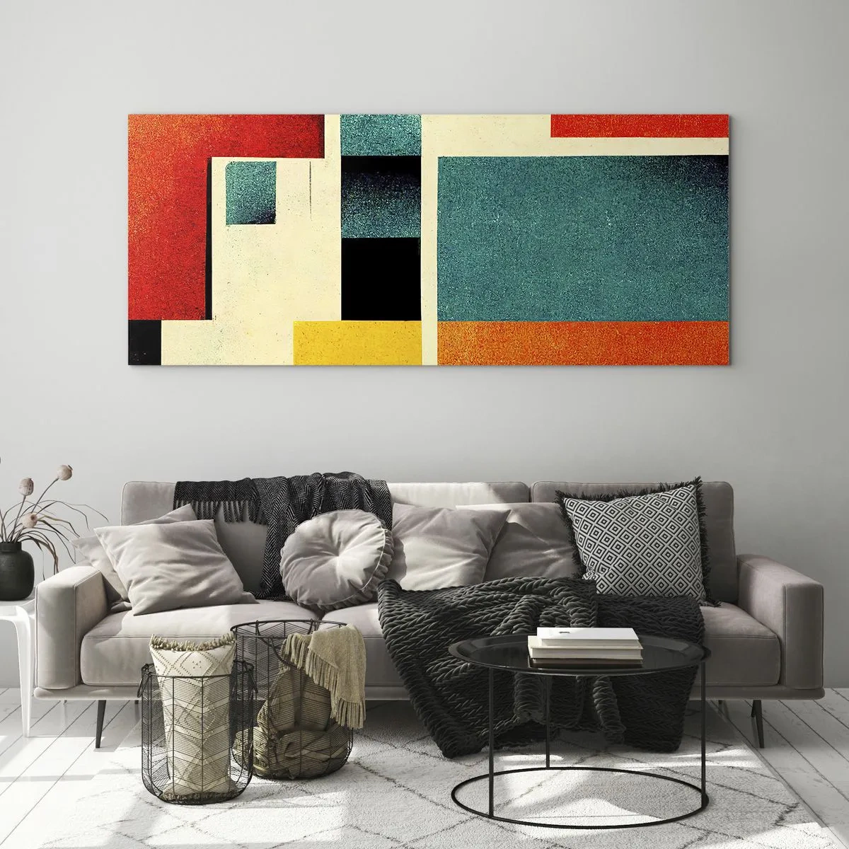 Billede på glas - Geometrisk abstraktion - god energi - 100x40 cm